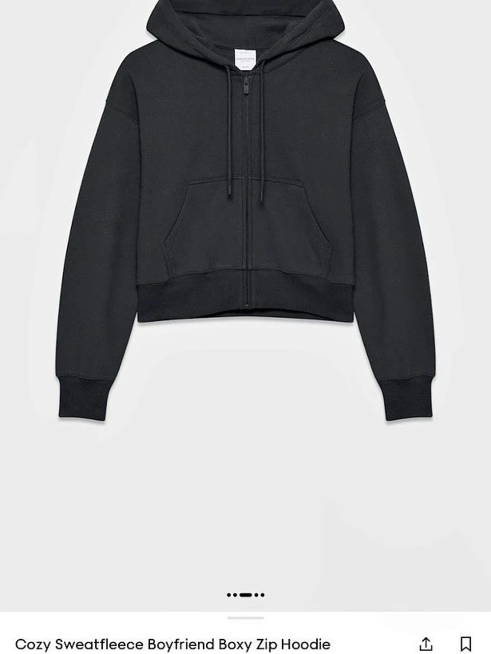 Aritzia - Cozy Sweatfleece Boyfriend Boxy Zip Hoodie Cropped Zip Hoodie in Black